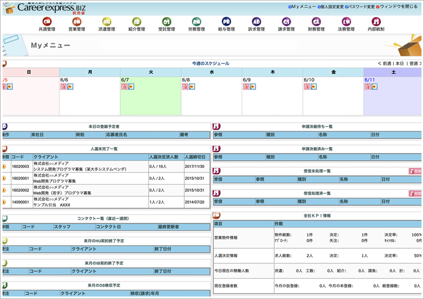 Career express.BIZの機能相関図